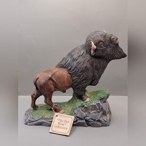 Vintage Signed G. Larson 1992 Buffalo Figurine Old West Collection Canada